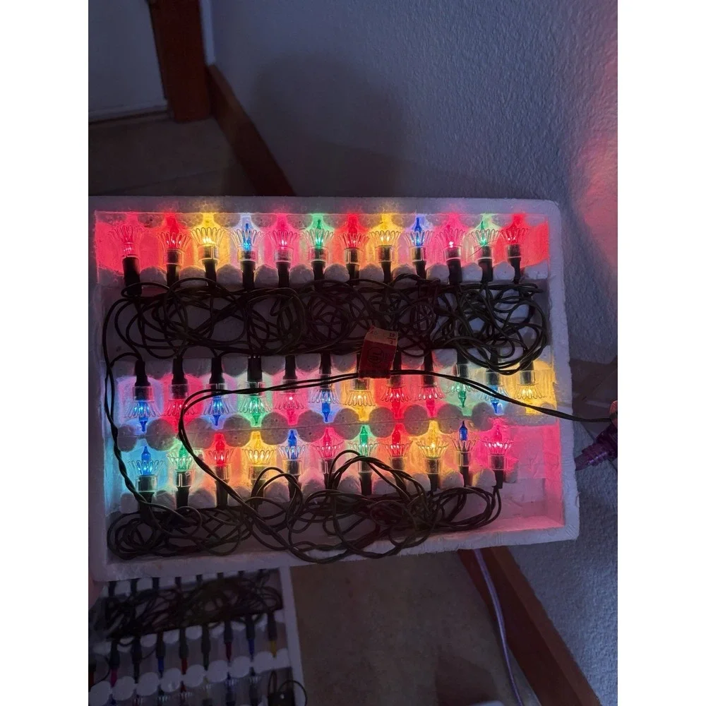 2 Set of Vintage Sears Christmas Lights Multi- Color W/ Reflectors Lights Read‎